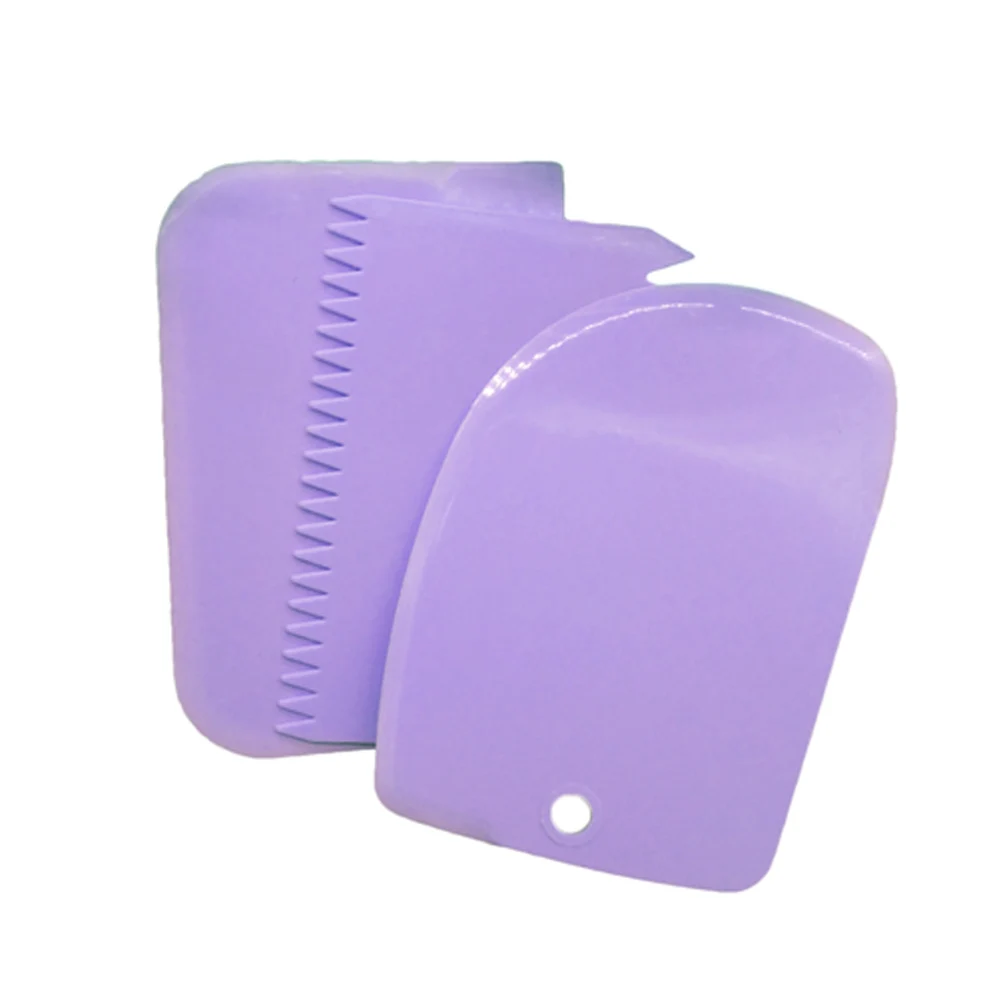

3pcs/set Different Shapes Baking Plastic Cake Smoother Serrated Cream Scraper Reusable Cake Decoration Tool
