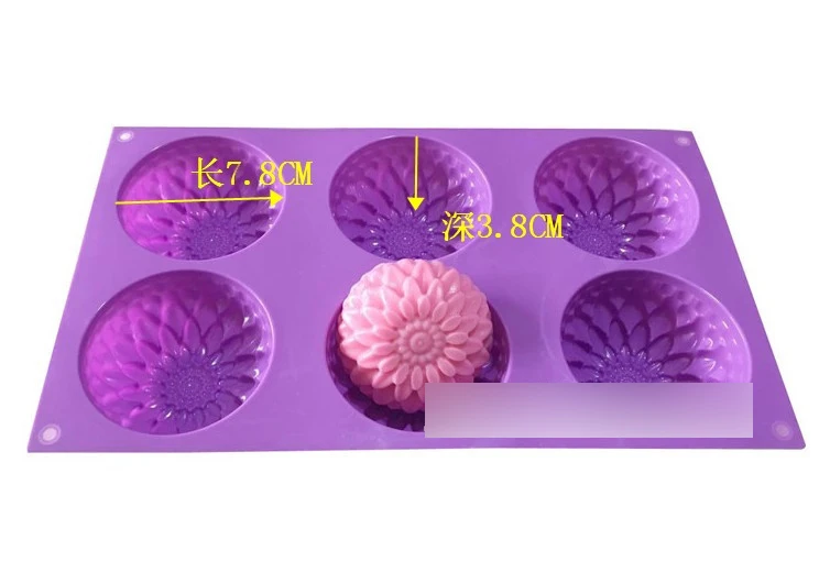 Силиконовая форма для шоколада форма для пудинга 6 отверстий цветы хризантемы формы мыло ручной работы изготовление пресс-форм ароматный, в форме косточки пресс-форм