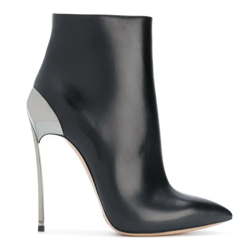 Hiver En Martin Fermeture Pleine Cuir Élégant Noir Nouveau Pointe 12 Bottes Cm Côté De À Glissière 8nk0wOP