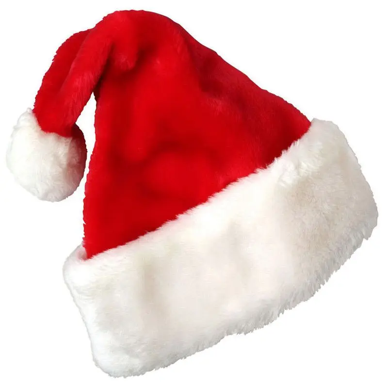 Christmas Party Santa Hat Velvet Red And White Cap for Santa Claus Costume K7C4
