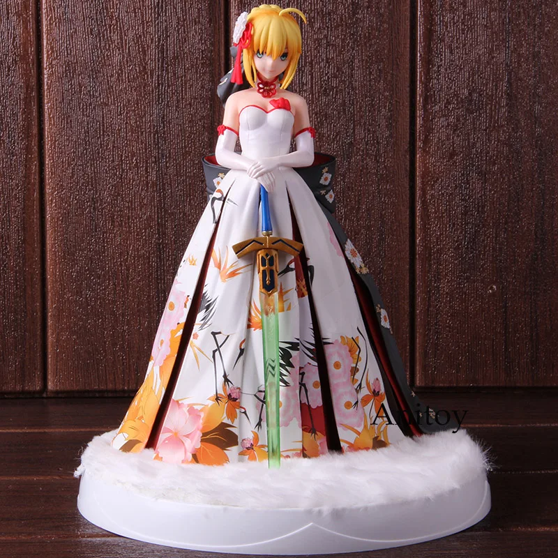 

Action Figure Anime Fate Stay Night Saber Arturia and Altria Artoria Pendragon Kimono Ver. with LED Base Model Toys