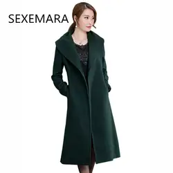 2018 Зимние новые модные Для женщин Двусторонняя шерстяная и смешанная пальто сплошной цвет лацкан длинный кардиган Для женщин куртка