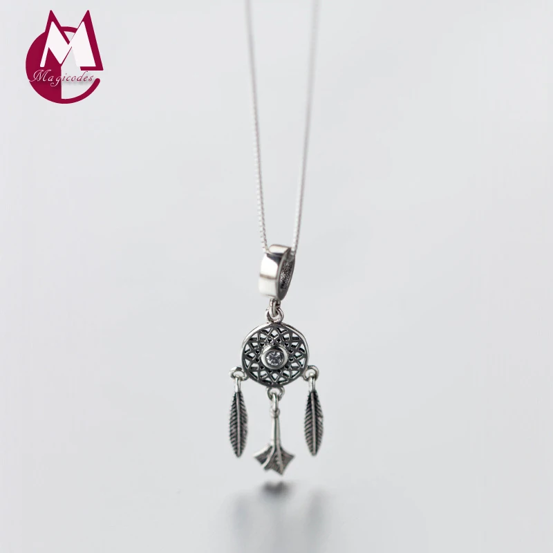 Pendant Necklace Dreamcatcher With Rhinestone Vintage Leaves Hollow
