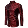 Red Blue White Gray 2022 Men Brand Fashion Luxury Dark Embroidery Slim Dress Shirts Bussiness Wedding Party Singer Stage Shirt ► Photo 1/6