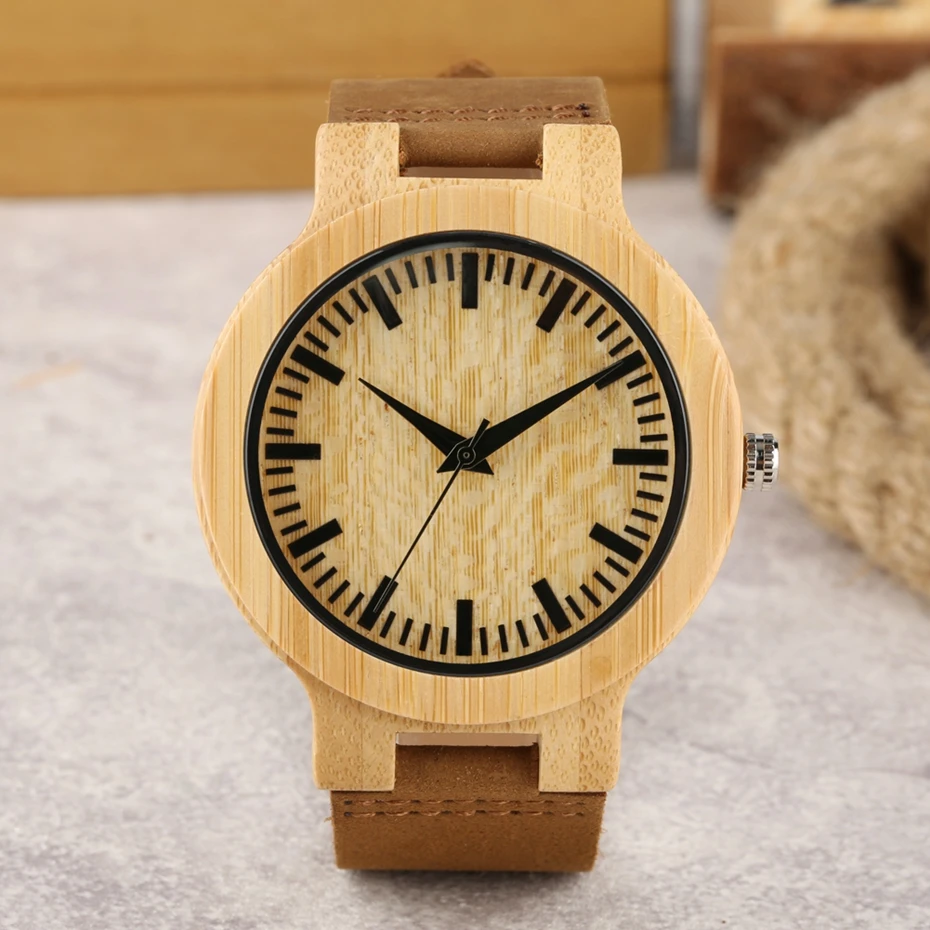 Creative White Spot Design Wooden Watches Quartz Watches Men Pure Bamboo Woody Wristwatches for Men Clock Male Gift Reloj Hombre 2012 2020 2024 (4)
