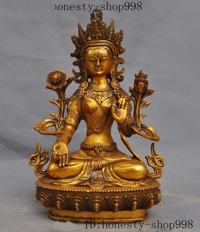 

Crafts statue Old Tibet buddhism Joss bronze Gilt White tara kwan-yin GuanYin buddha statue halloween