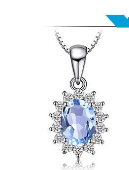 Jewelrypalace Принцесса Диана Уильям Kate 2.3ct Природный Голубой топаз Обручение Halo Кольцо 925 Серебряное кольцо для Для женщин