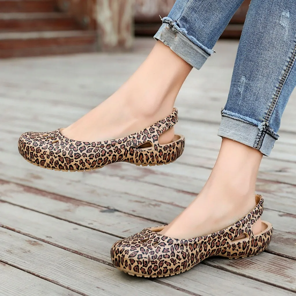 

MUQGEW Shoes Woman Summer 2019 Leopard Casual Eva Round toe Flat Breathable Hollow Out Sandals Comfy Loafers zapatillas mujer