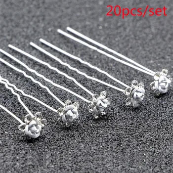 

20pcs/set Bridal Pearl Hair Pins Flower Crystal Hair Clips Bridesmaid Wedding Jewelry Accessories Hairpin Hair Style Tool
