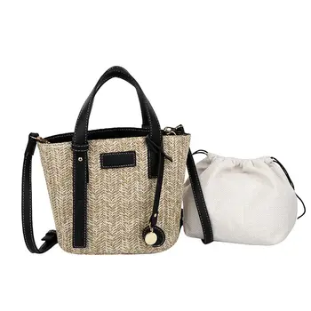 

Women's fashion straw bag hand-woven rattan beach bag casual shoulder bag 2019 new