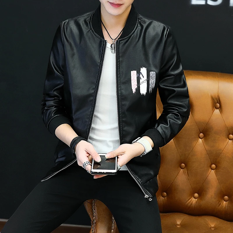 

Jacket Faux Leather Men Leisure Time Skin Loose Coat Male Autumn Thin Section Coat Men Clothes Jaqueta Masculina Motoqueiro