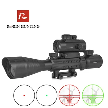 

Robin Hunting 4-12X50 Illuminated Reticle Rifle Scope +1X40RDL Red Green Dot Hunting Scope With Laser Sight Combo Riflescope