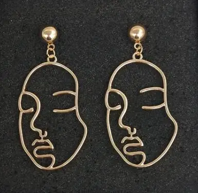 

New Cross-image portrait metal face earring large personality funny Earrings jewelry For Women