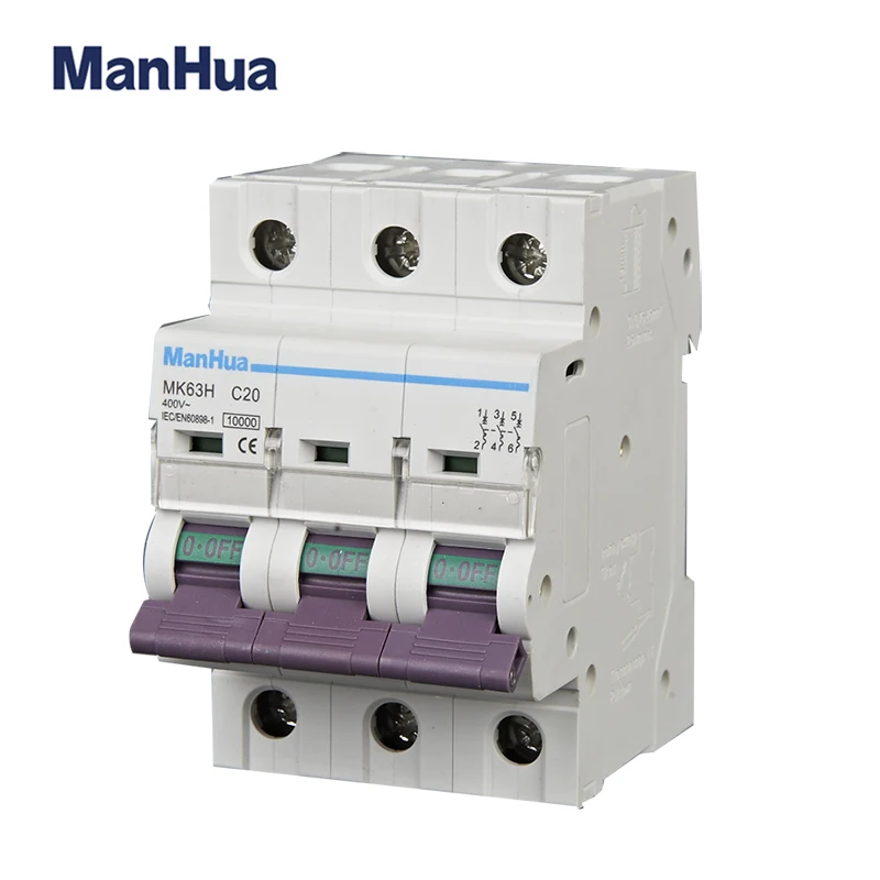 

ManHua 3P 20A MK63H-C20 CB CE Certificated Overload Protection Miniature Circuit Breaker