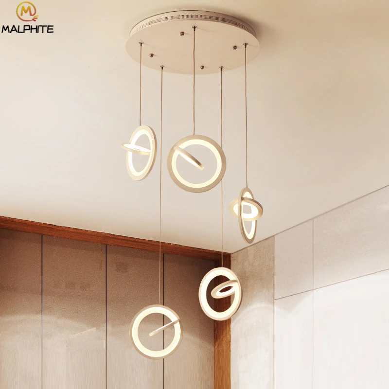 

Modern LED White Ring Pendant Lights Restaurant Bedroom Decor Hanging Pendant Lamp Luminaire loft lustre Deco Lighting Fixtures