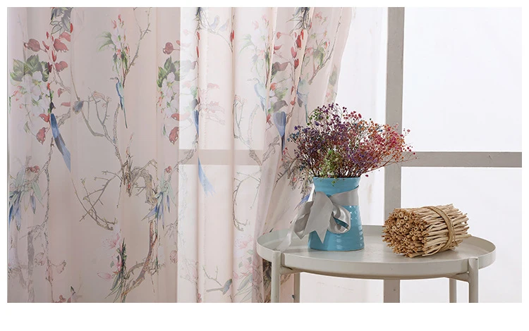 Деревенские кухонные отвесные занавески для гостиной, украшения, с принтом птицы, на окно, шифоновые тюлевые занавески
