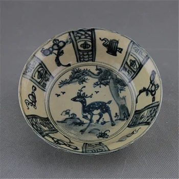

Exquisite Chinese Classical Blue and White Porcelain Antique Bowl, Painted With Deer and Auspicious Designs