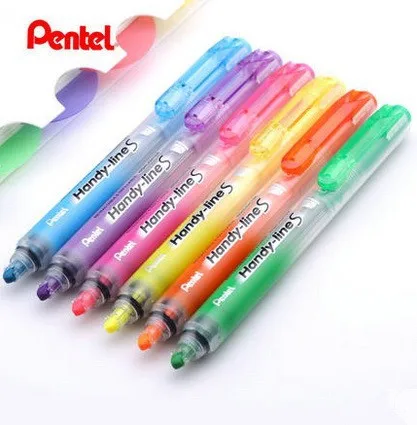 Pentel Surligneur Handy Line S SXS15 прессованный стиль текстовый маркер Выдвижная неоновая ручка 6 цветов