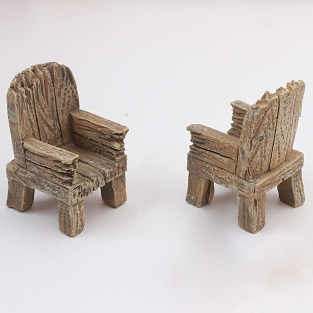 Украшения сада микро милый мини смолы имитация стул деревянная фея, миниатюрная пейзаж