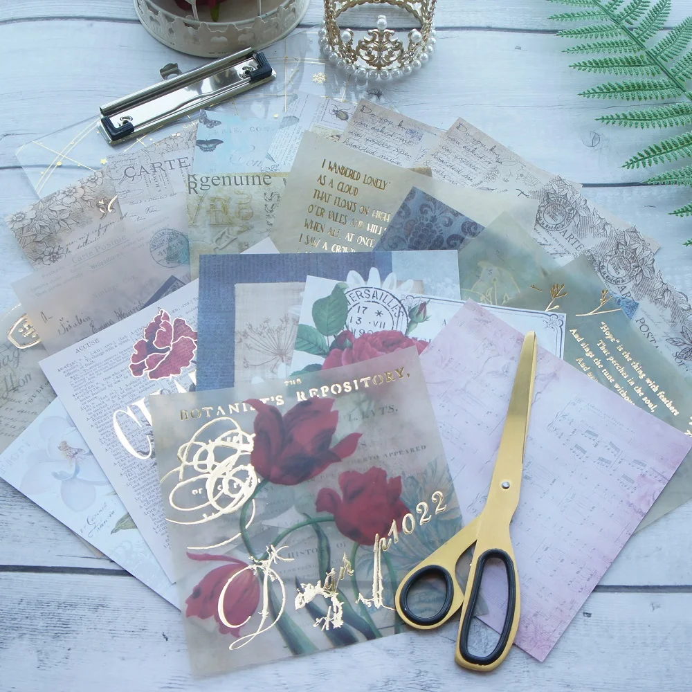 

20 Sheets DIY 10 Style 15.2*15.2cm Gold Flower Come with Letter Design Craft Paper Scrapbooking Creative Paper Gift Use