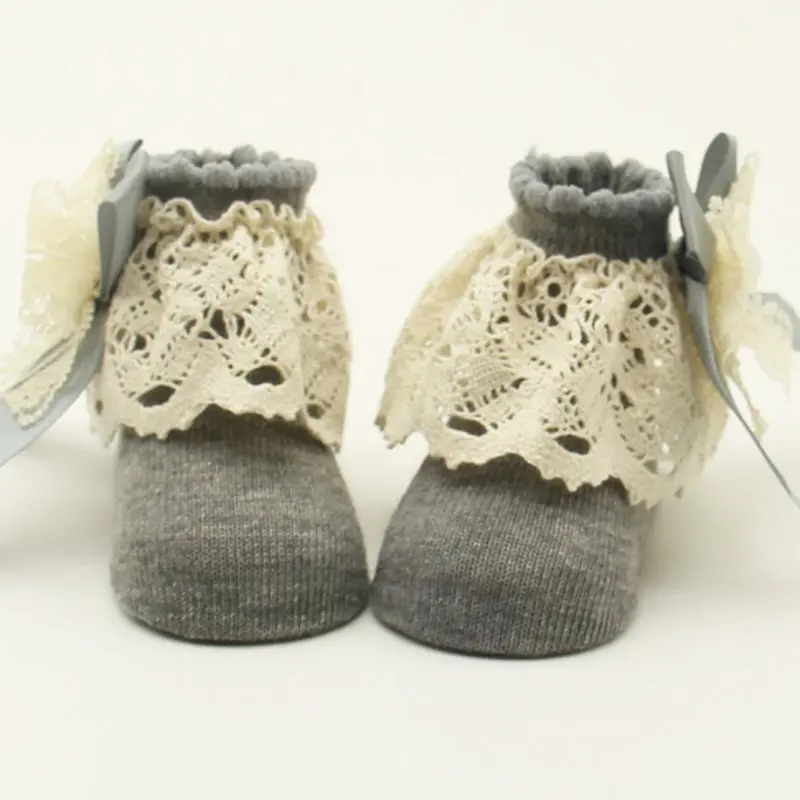 Милые детские кружевные большие шифоновые носки хлопковые носки впитывающие пот мягкие теплые носки для малышей ZV837