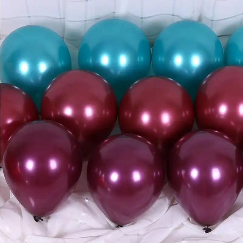 15pcs Peacock Blue Gray Latex Balloons Wine Red Rose Gold Helium