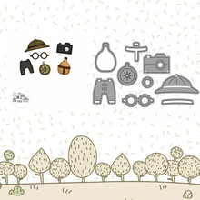 Camra Hat Travel Things Pattern Metal Cutting Dies Stencil Scrapbooking Photo album Embossing For Paper Card DIY Crafts