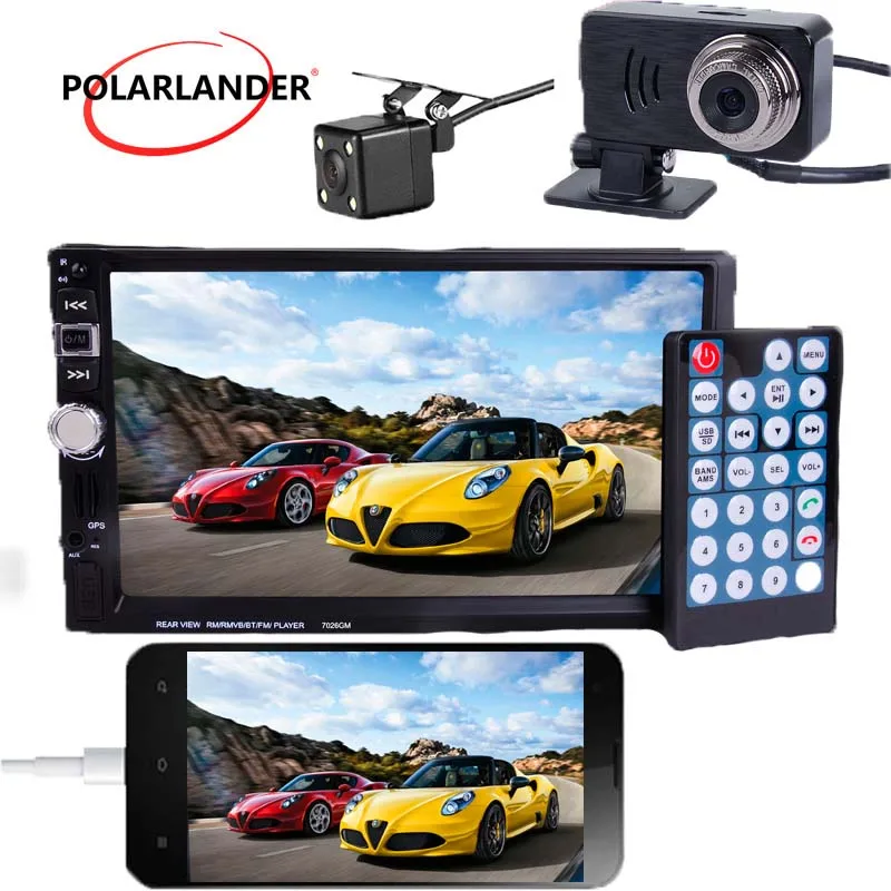 2018 Новый Bluetooth GPS навигатор 2 Din с камерой заднего вида/DVR Mirror Link 7026GM MP4 MP5 плеер 7