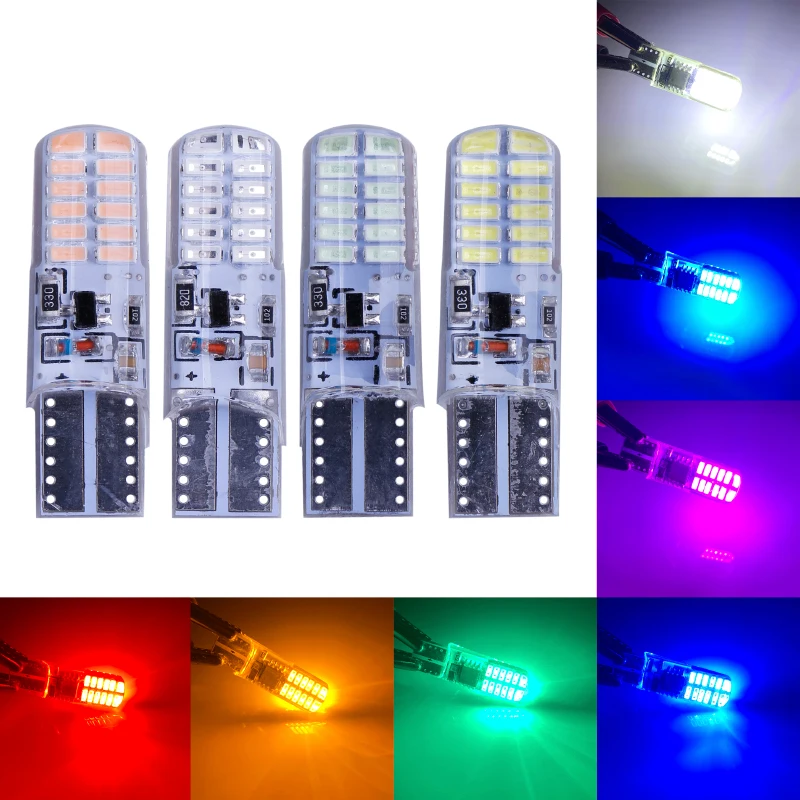 100 шт. T10 194 168 W5W 3014 24 SMD 24 светодиодный вспышка светодиодный стробоскоп силиконовый шарик супер Габаритные огни 12В вспышки 2 режима света