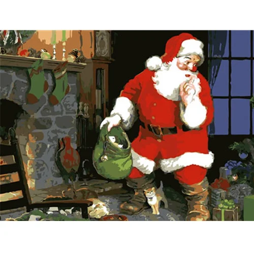 Santa Claus Snowman DIY Oil Painting Colors On Number Canvas Paint Pictures By Numbers For Home Christmas Decoration - Цвет: E553