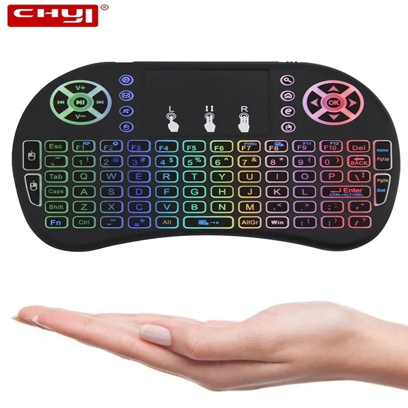 Беспроводная эргономичная мини клавиатура CHYI для Ipad планшета Air Mouse 2 4 ГГц RGB