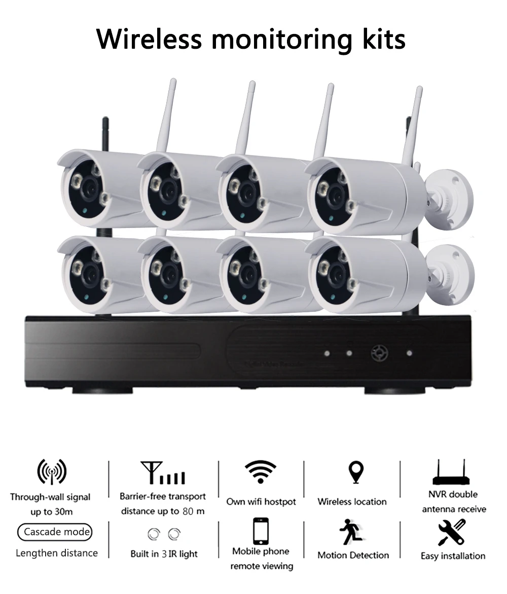 8ch CCTV Системы 720 P 960 P 1080 P Беспроводной NVR комплект Крытый ИК Ночное видение P2P IP Wi-Fi Камера безопасности Системы скрытого видеонаблюдения