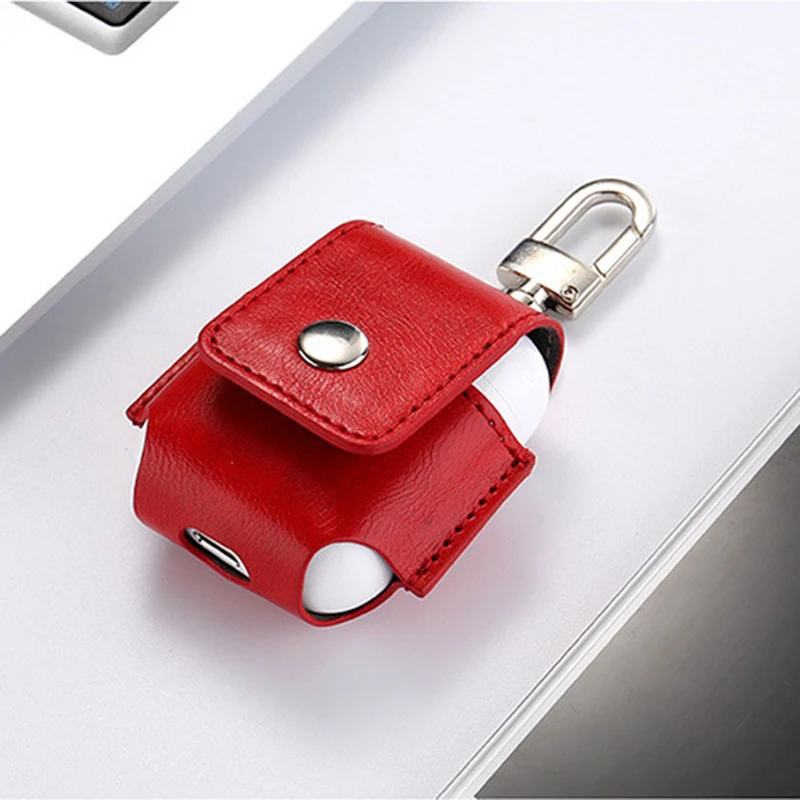 for Airpods Case Portable PU Leather Cover Case Protective Carry Bag Anti Lost Storage Pouch Bag for Apple Airpods (10)