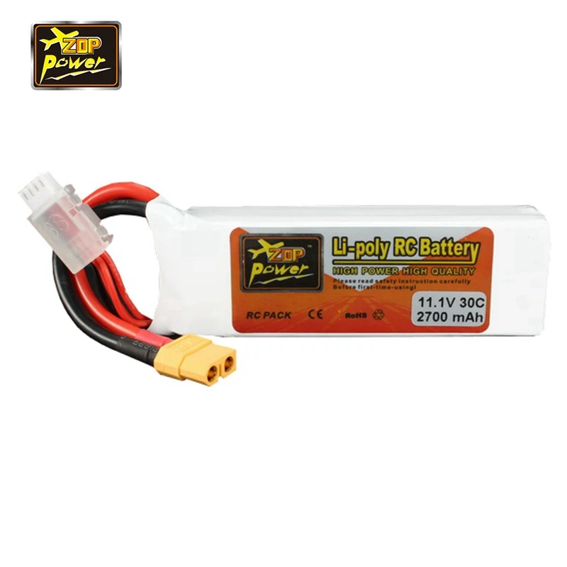 ZOP Power 11 1 В 2700 мАч 3S 30C аккумуляторная Lipo батарея XT60 разъем для радиоуправляемого