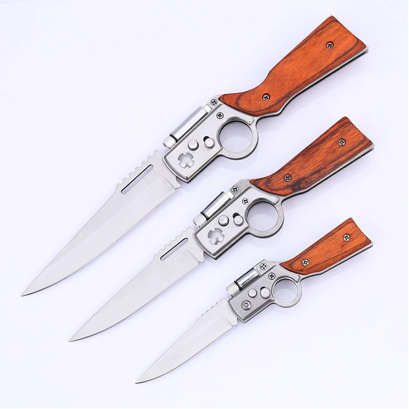 AK47 Style Multifunction LED Stainless Steel Folding Blade Knife For Outdoors Camping Survival