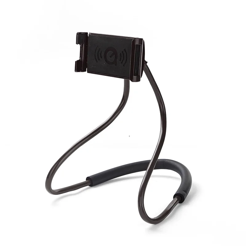 Caseier шейный держатель для телефона iphone huawei телефон селфи-палка 360 градусов вращающаяся стойка для samsung ленивый шеи держатели мобильного телефона - Цвет: Black