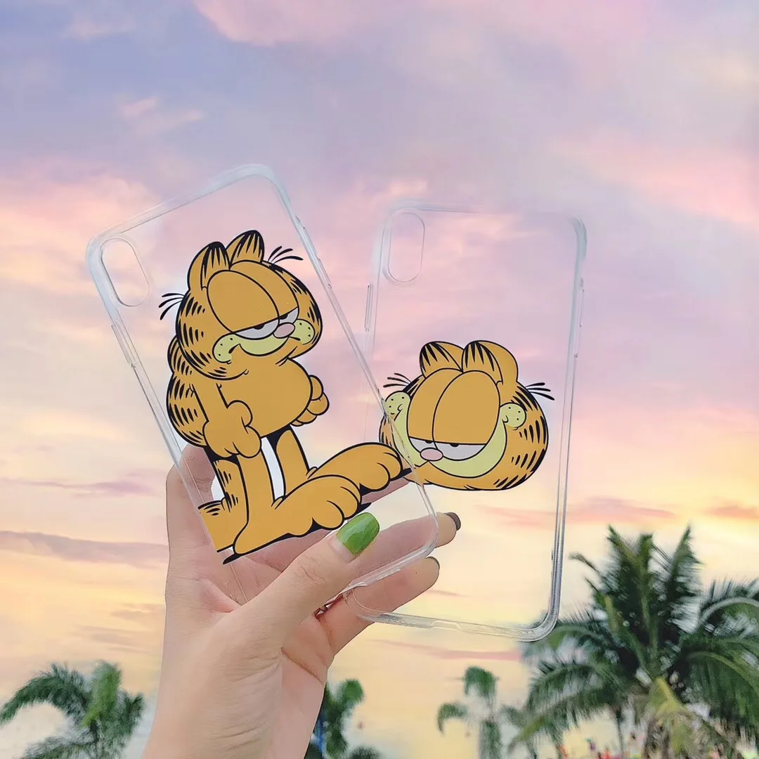 INS милый мультяшный чехол для телефона с гарфилдом iphone Xs MAX XR X 6 6s 7 8 plus Забавный