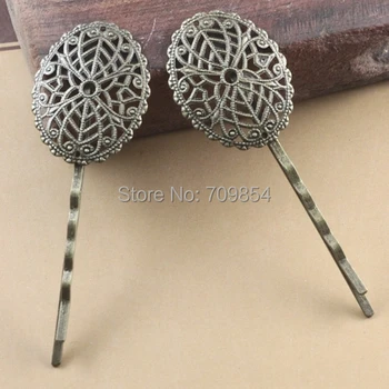 

25*30 filigree pad &55mm lenght hair clip--antique bronze---100pcs