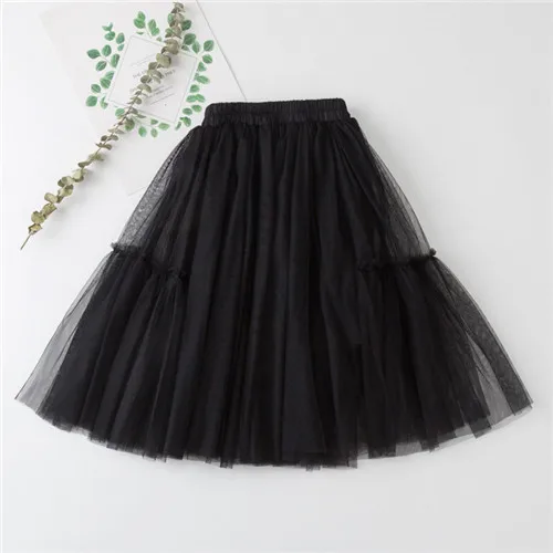 Юбки для девочек, хлопковая кружевная детская юбка-пачка однотонная детская юбка бальное платье, весенне-осенняя одежда розовые, серые, черные вечерние юбки-пачки - Цвет: Черный