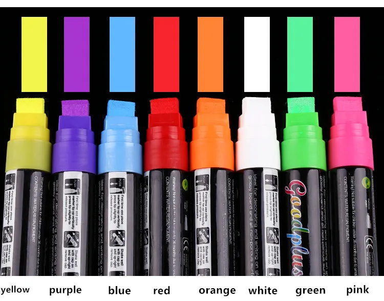 Download Flashcolor Highlighter 15mm Liquid Chalk Marker Pen Broad Tip for LED Writing Board 8pcs ...