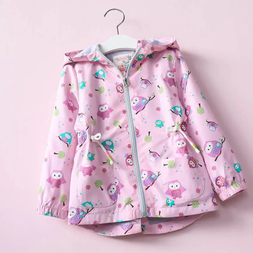 2 8Yrs Baby Girls Jackets Hooded Windproof Kid's Clothing Cartoon