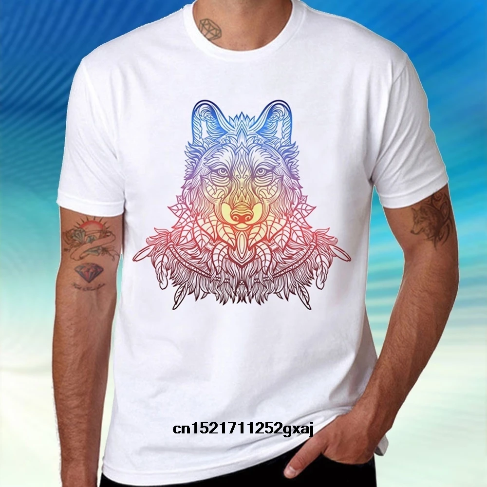 Возьмите Для мужчин футболка Camiseta милые принтом волка новый модный s Топы