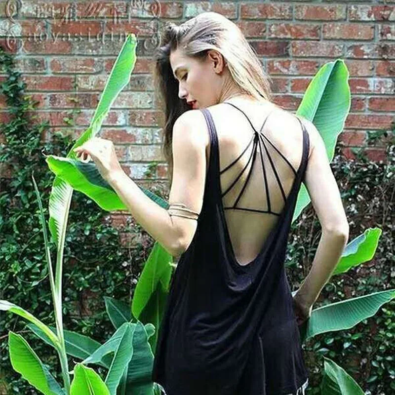 Women Padded Bras Hollow Back Bralette Bra Caged Tank Top (13)