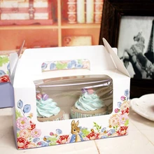 Boîte à cupcakes en forme de lapin mignon, avec poignée, Emballage pour cupcakes en forme de lapin, pour fête d'anniversaire, Emballage pour gâteaux de mariage, 20 pièces