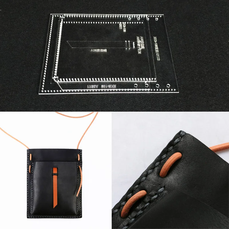 

Hand-made leather single shoulder bag acrylic durable version DIY leather bag sewing template design 15x19x1cm