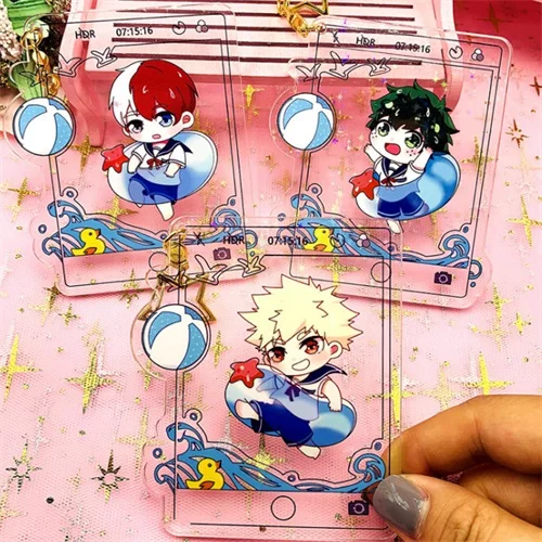 3Pcs Аниме Мой герой Academy Izuku Midoriya Todoroki Shoto Bakugou костюм кацуки для косплея акриловая подставка фигурка модель тарелка Декор подарок - Цвет: 3Pcs