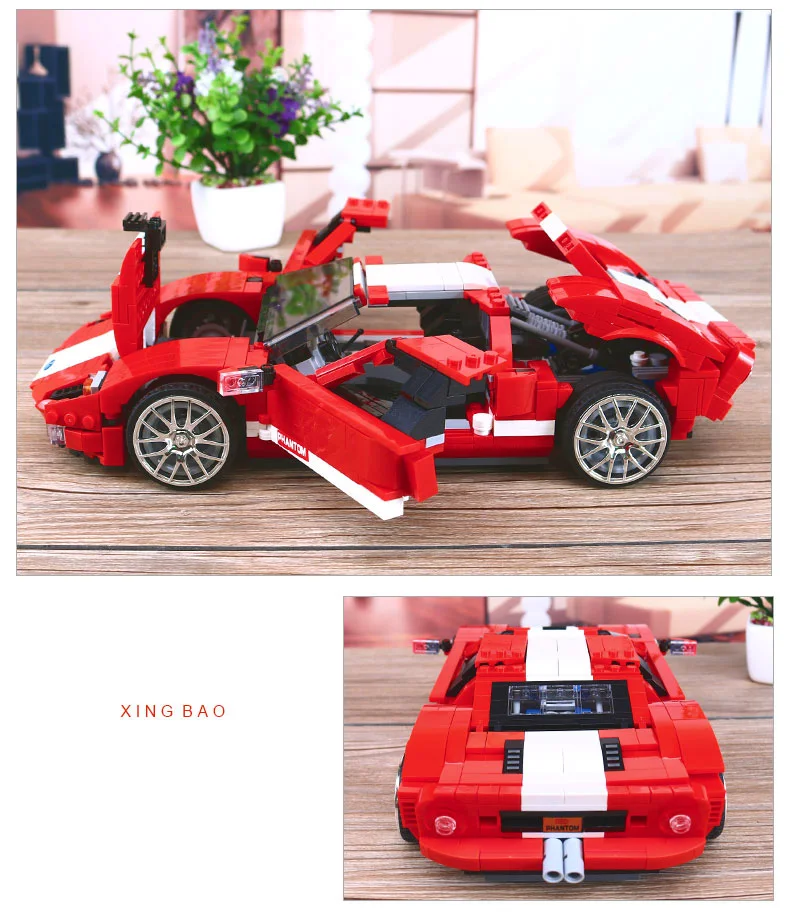 Горячая Мечта автомобили 1:15 весы Fords Mustang красный спортивные автомобили moc building block Модель Кирпичи игрушечные лошадки коллекция для