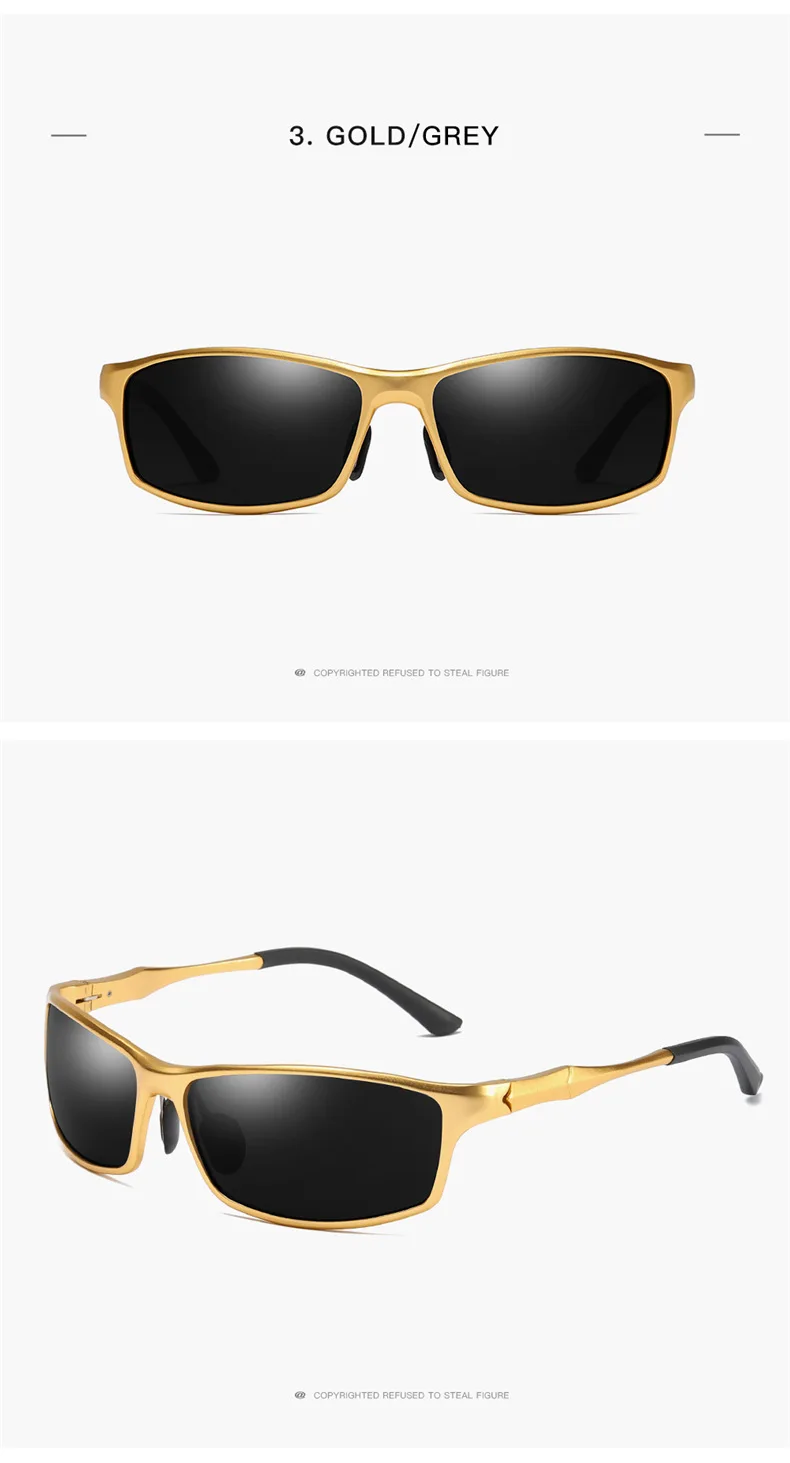 Поляризованные мужские солнцезащитные очки Gafas Алюминий-алюминиево-магниевого сплава, оправа UV400 Для мужчин очки для рыбалки на открытом воздухе Драйв Верховая езда кемпинговые очки с футляром - Цвет: 3