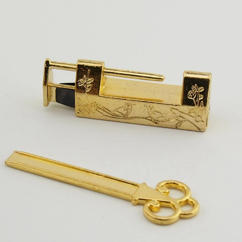 Alloy Antique Bronze Chinese Old Decorative Lock Jewelry Chest Box Lock Padlock for Wooden Wood Suitcase Drawer Cabinet 1