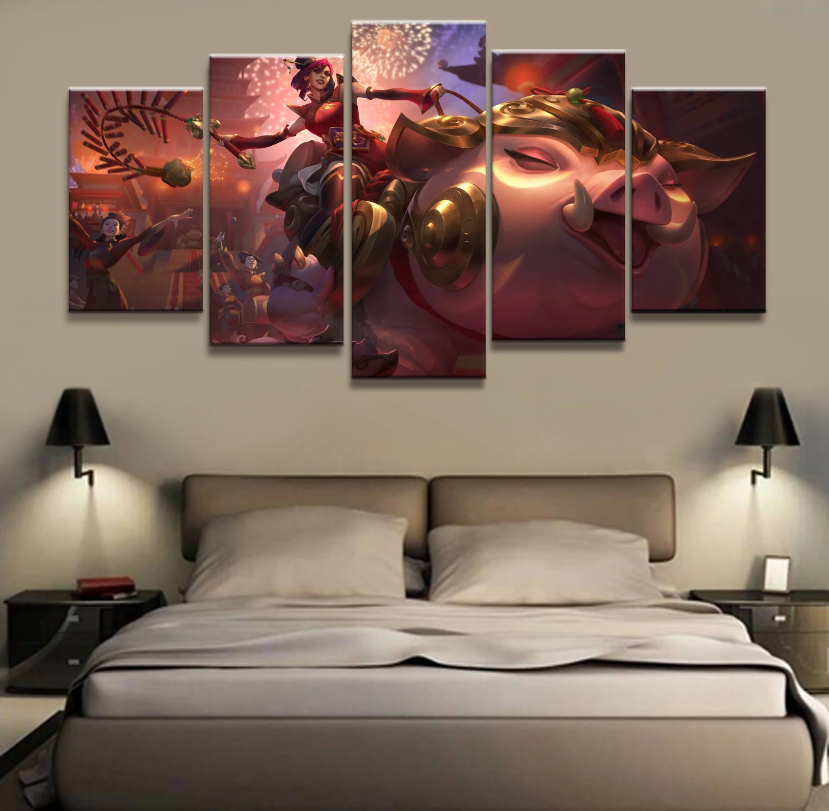 

5 Panel Sejuani LOL League of Legends Game Canvas Printed Painting For Living Room Wall Art Decor HD Picture Works Poster